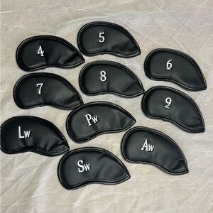 Black Leather Golf Club Headcovers Set